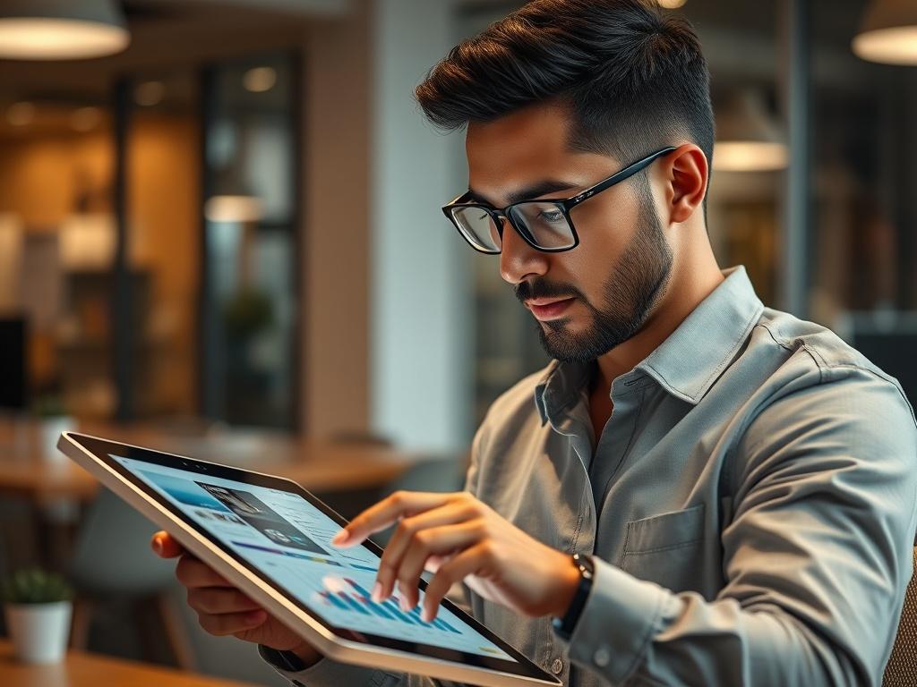 A close up shot of a confident professional UX UI