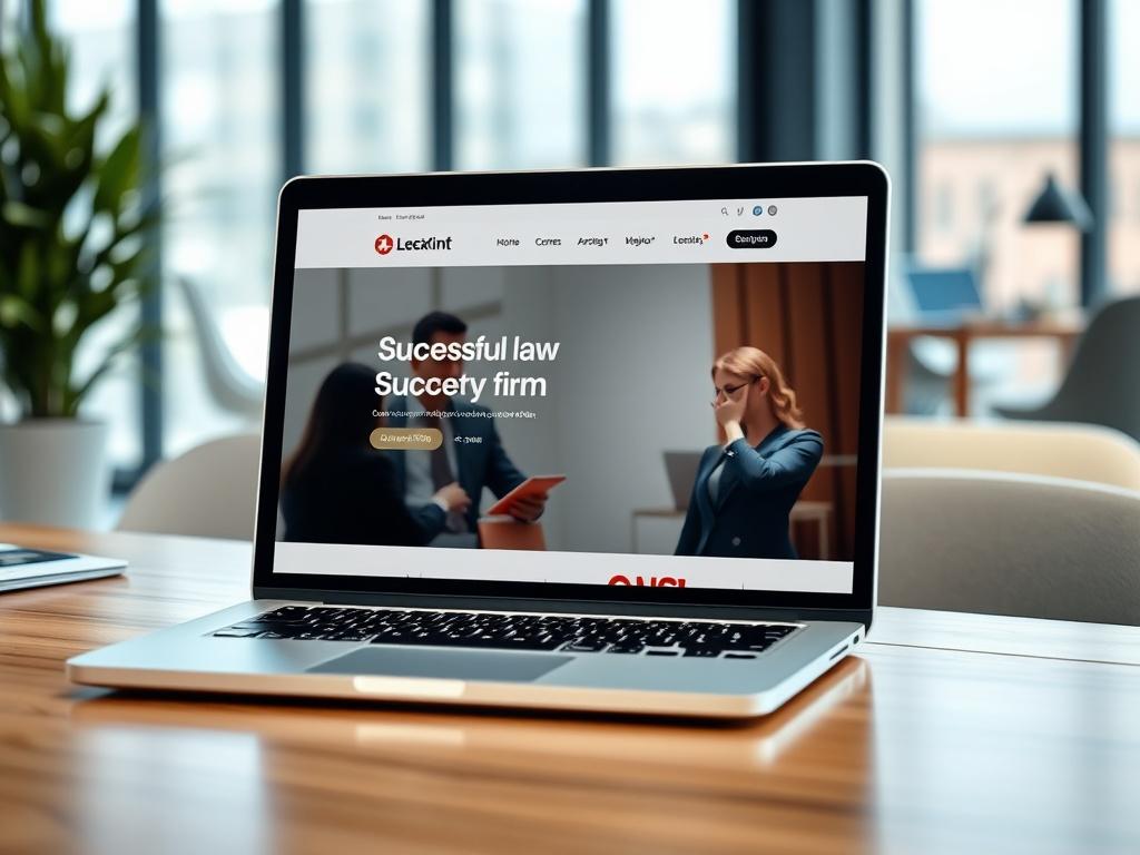 A close up of a successful law firm website on