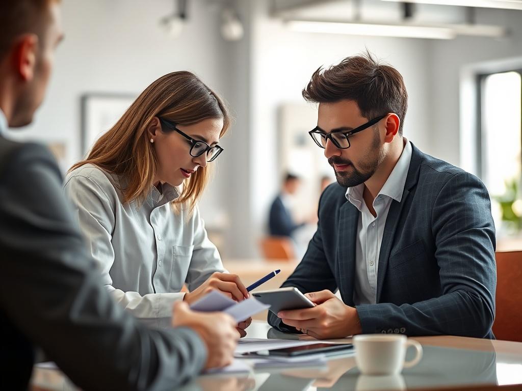 A professional setting where a designer is consulting with a