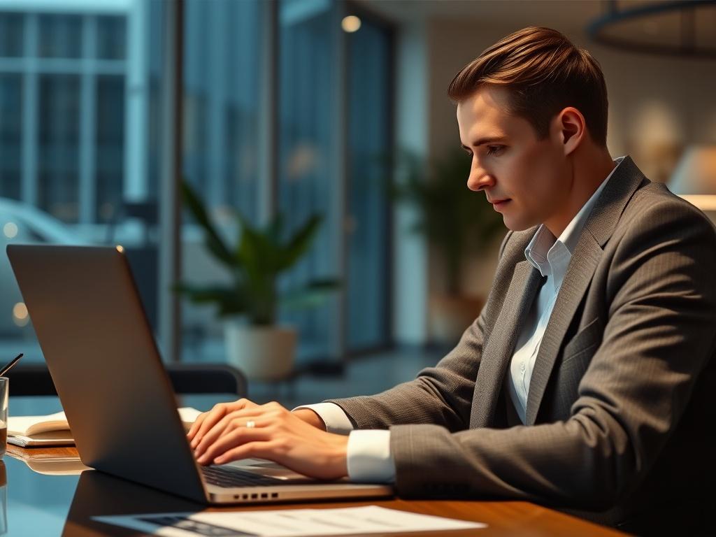 A close up shot of a professional property manager reviewing