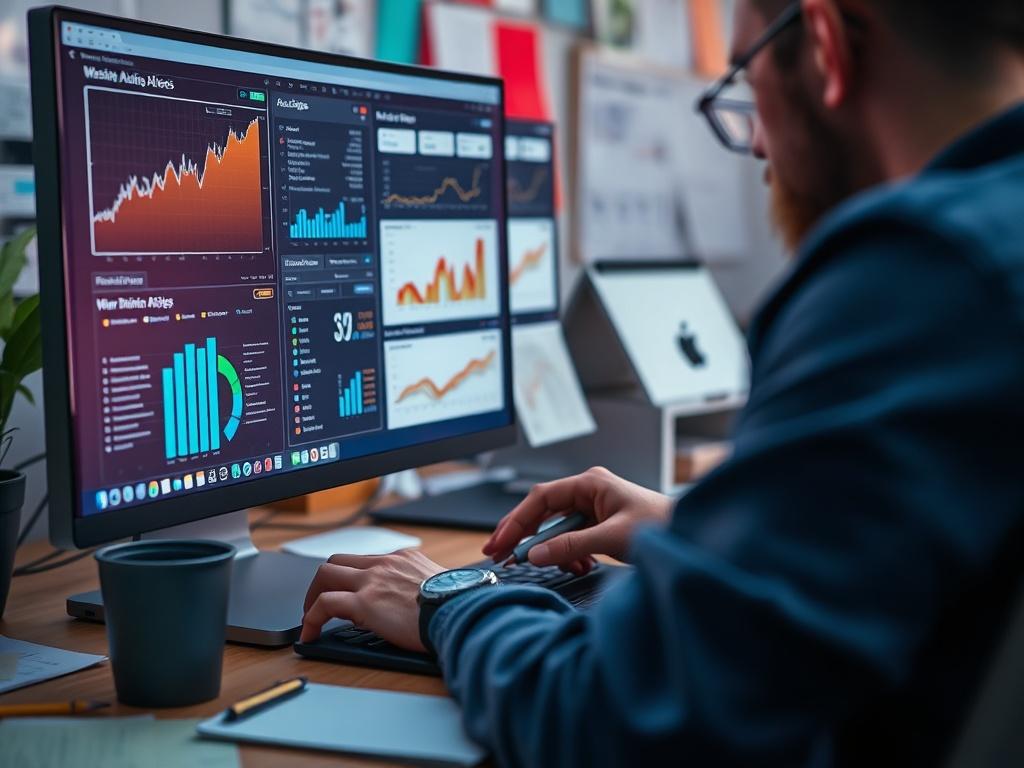 A close up shot of a digital content manager analyzing