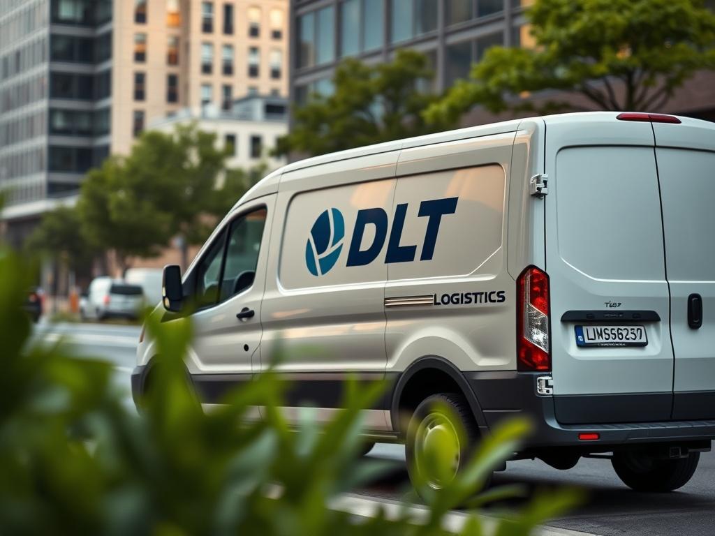 A hyper realistic close up shot of a DLT Logistics