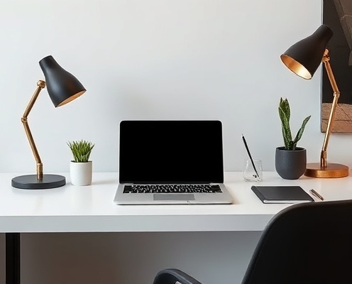 Professional workspace with laptop