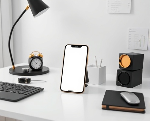 Professional workspace with phone