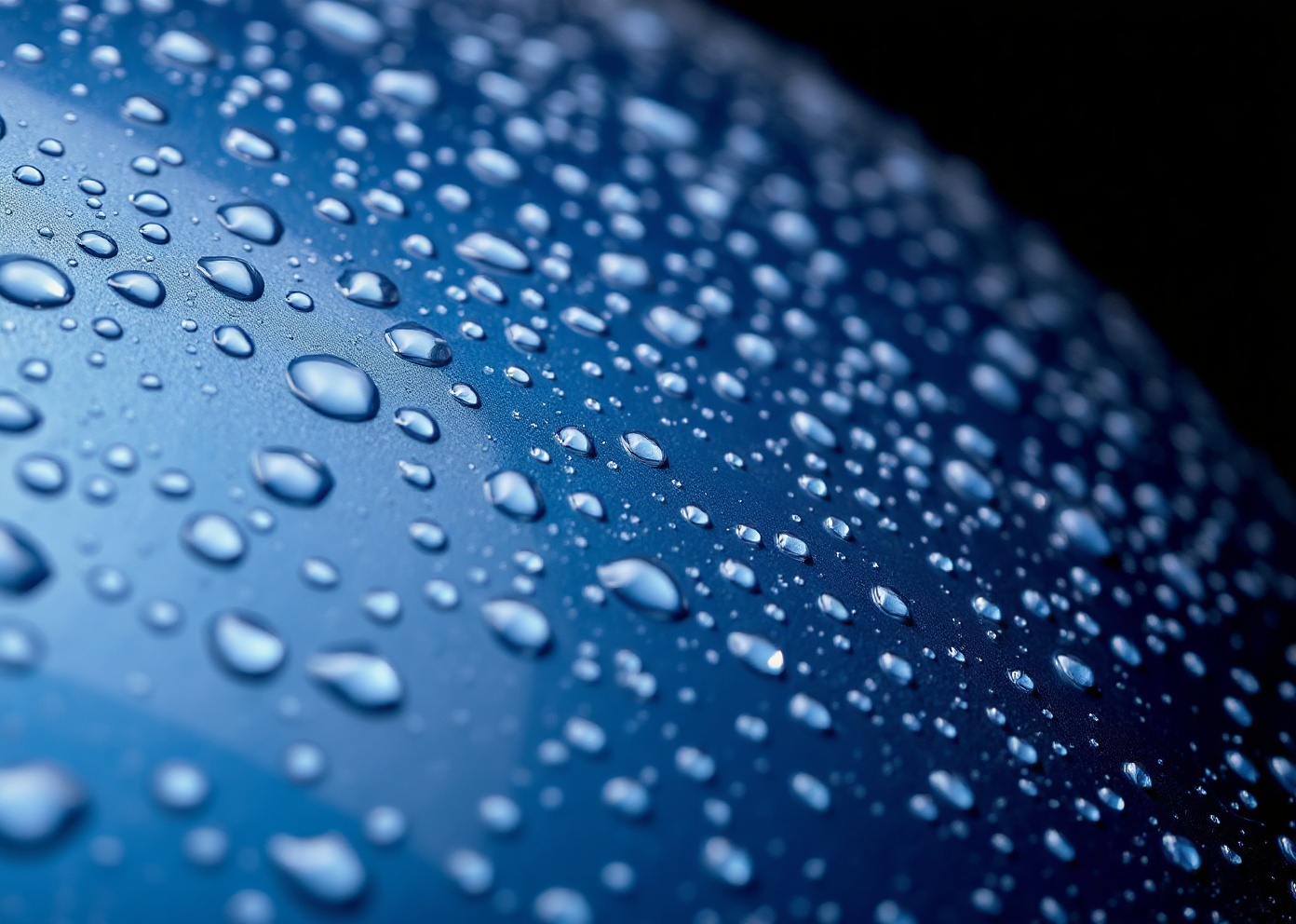 Water beading on ceramic coated blue paint