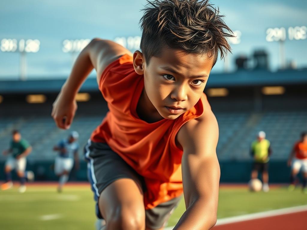 A realistic high resolution of a young athlete in action,