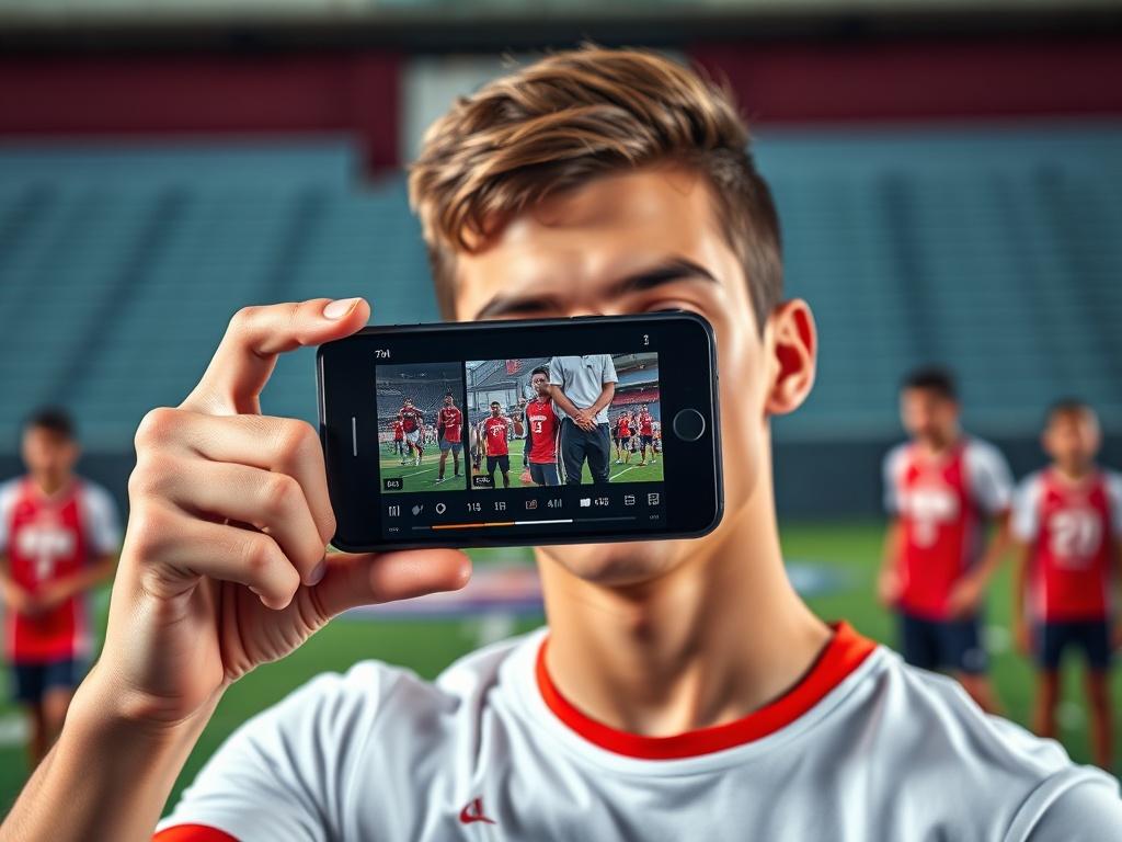 A close up of a high school athlete holding a
