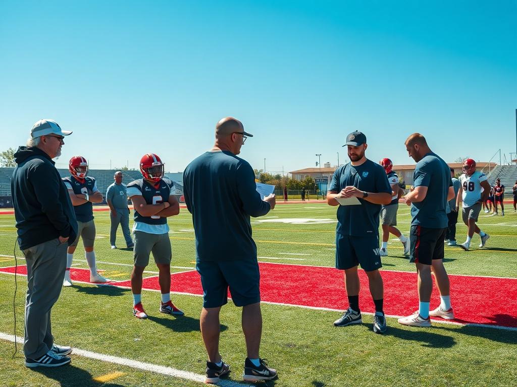 An intense moment captured during a college scouting event, where