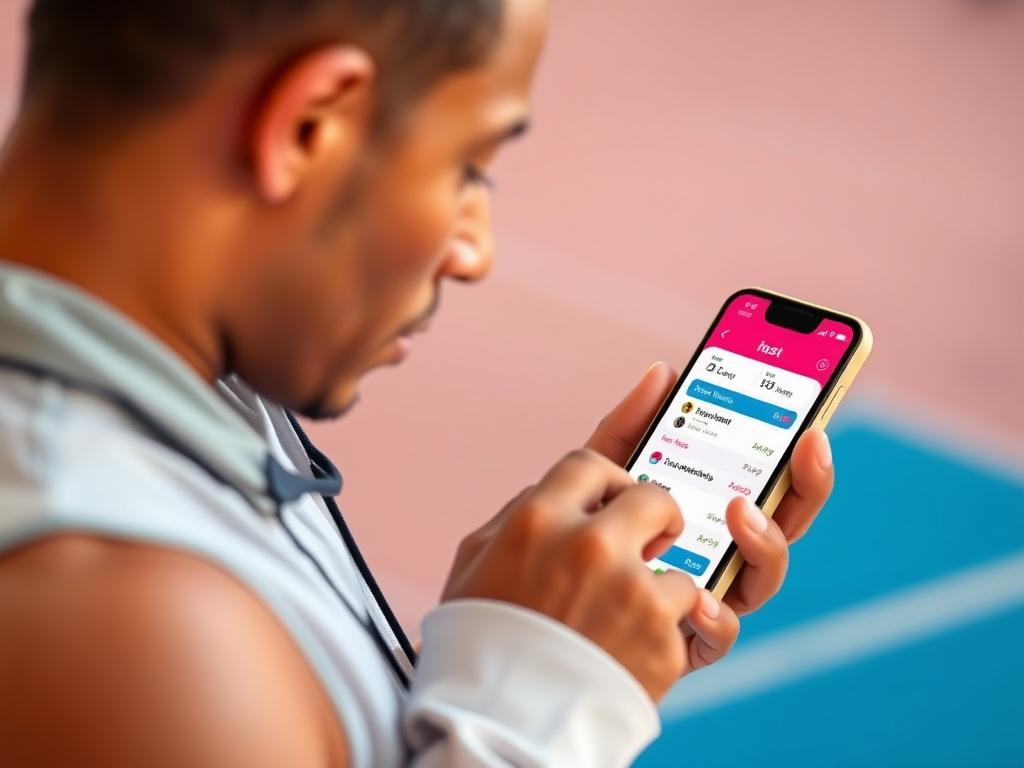 An athlete reviewing the IGF subscription plan on a smartphone,