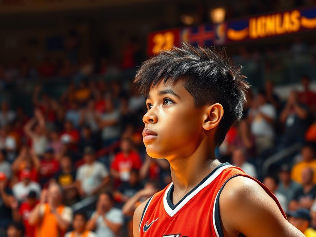 A young athlete capturing a moment in a sports game,