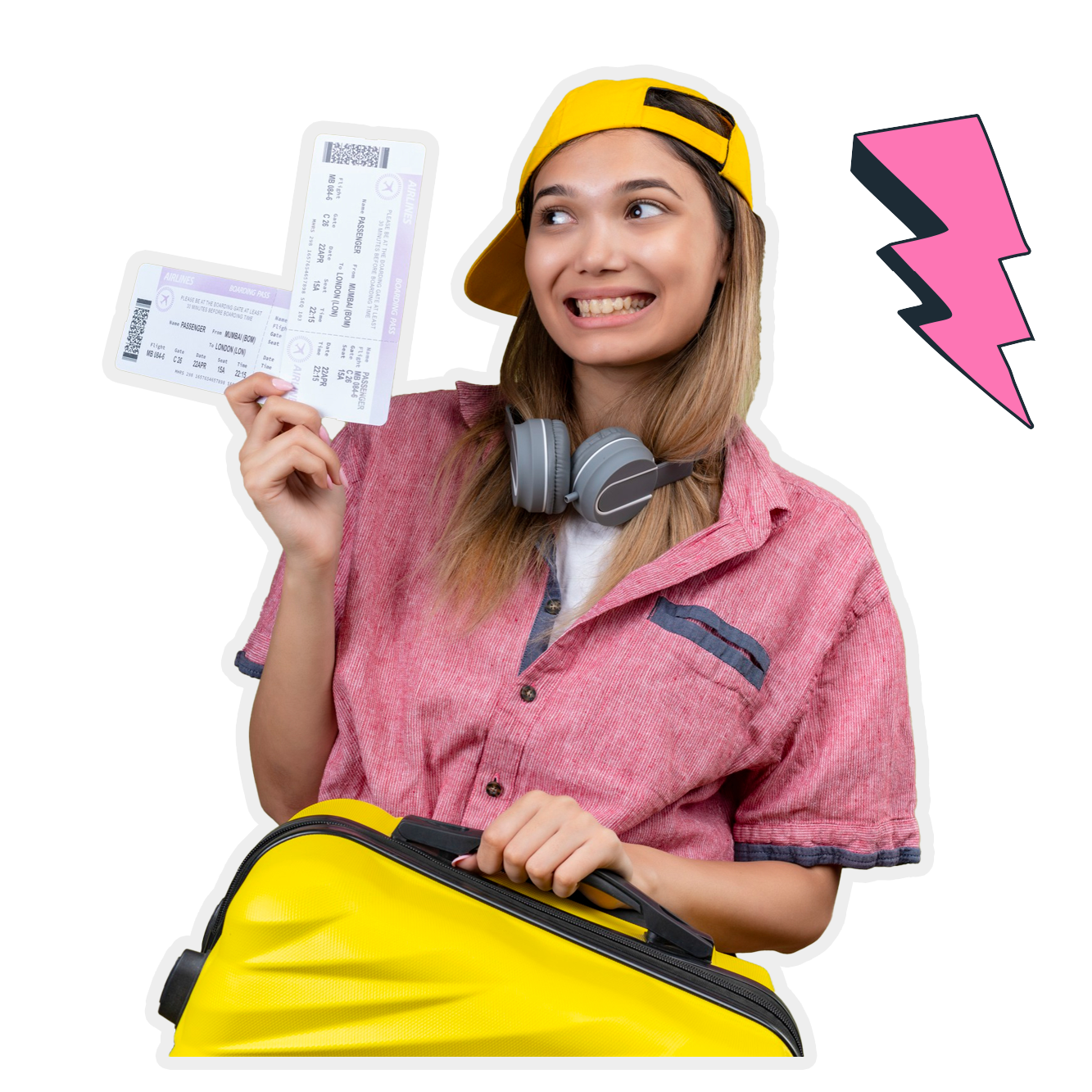 Girl with boarding passes
