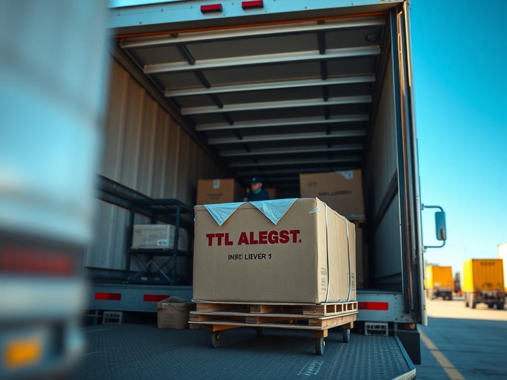 A close up shot of a professional driver loading cargo