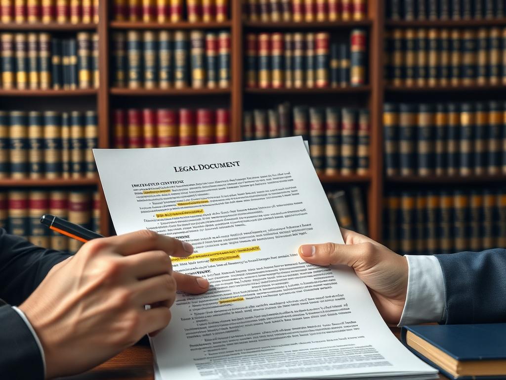 A close up shot of a legal document with highlighted