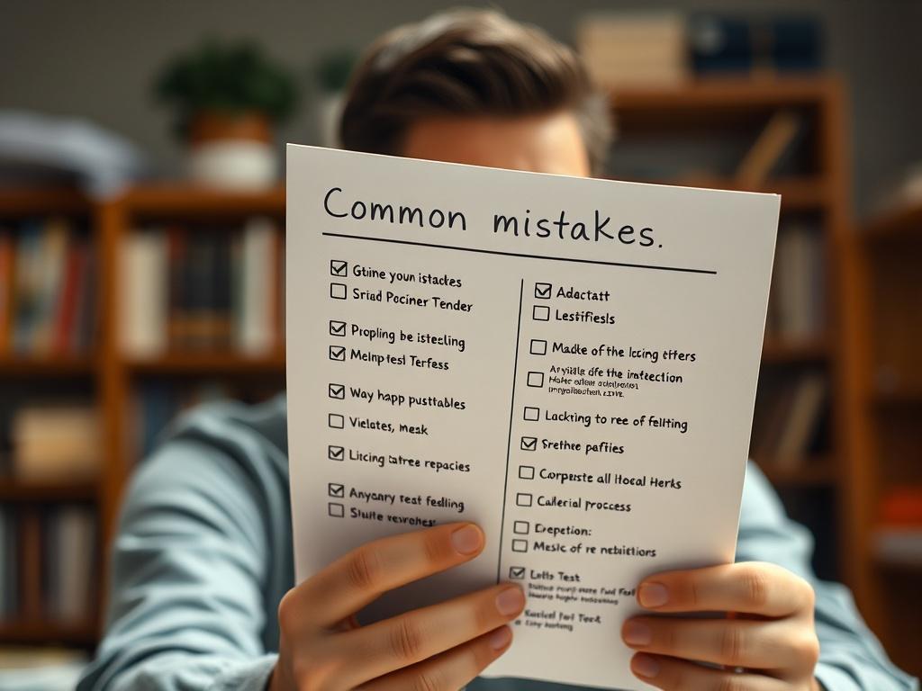 A close up shot of a checklist with common mistakes