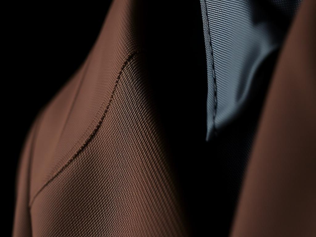 A close-up shot of a stylish clothing item from Clasa di stile, showcasing intricate details like fabric texture and stitching. The background should be a sleek black to emphasize the clothing, with soft lighting to create a luxurious feel. The image should evoke a sense of elegance and sophistication, highlighting the craftsmanship of the garment.