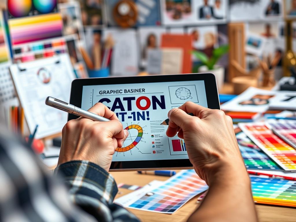 Close up shot of a graphic designer sketching ideas for