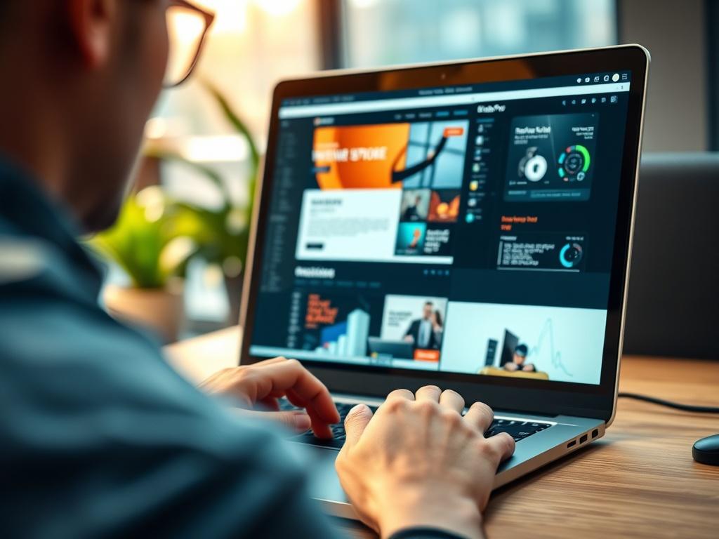 Close up shot of a professional web developer working on