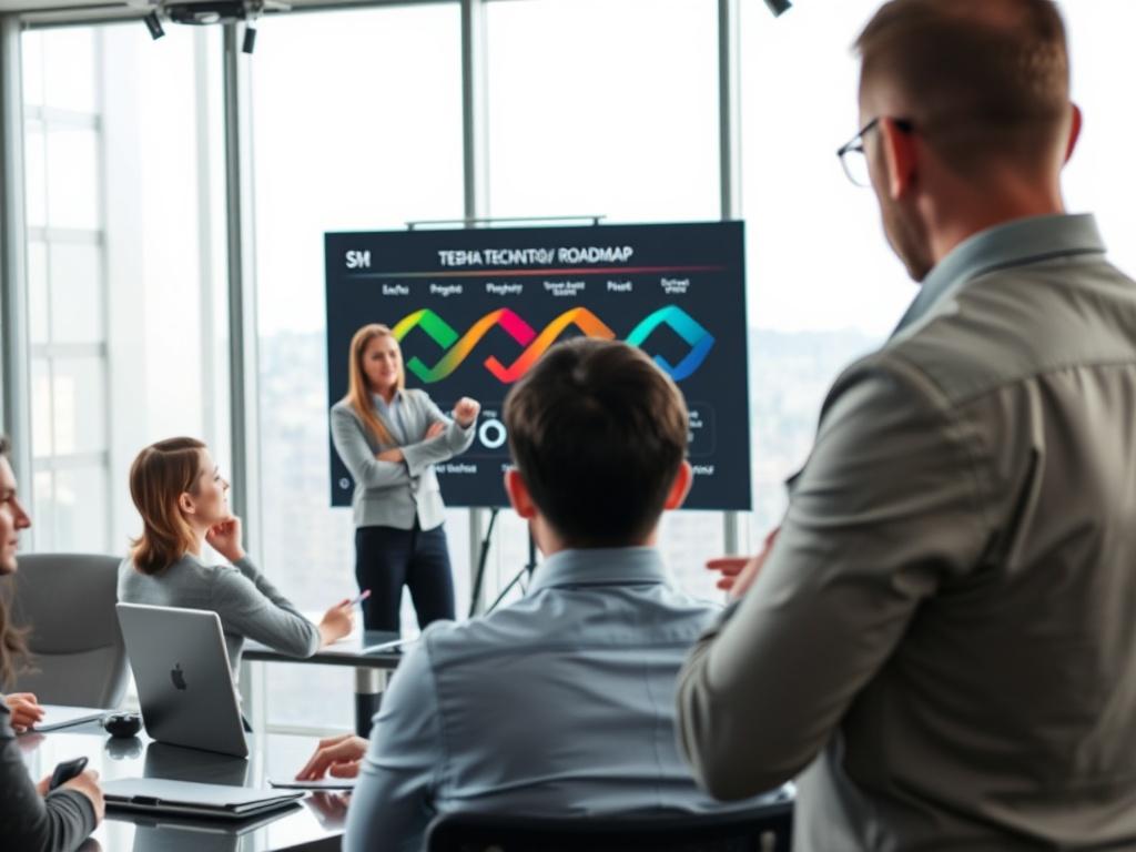 A high resolution close up shot of a consultant presenting