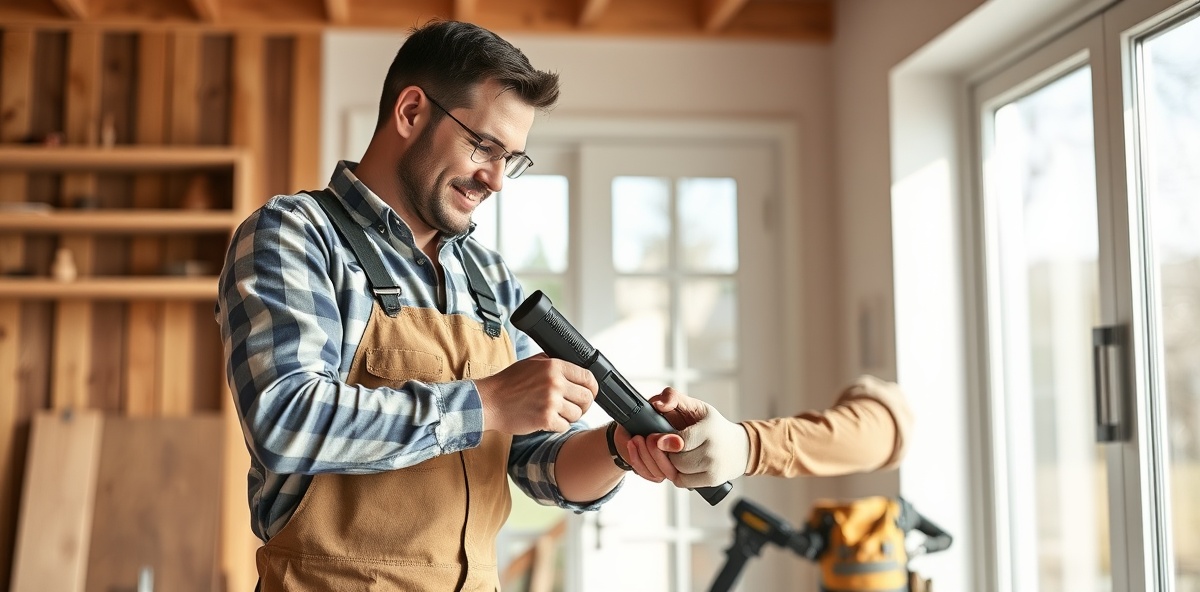 Professional handyman performing residential home repair