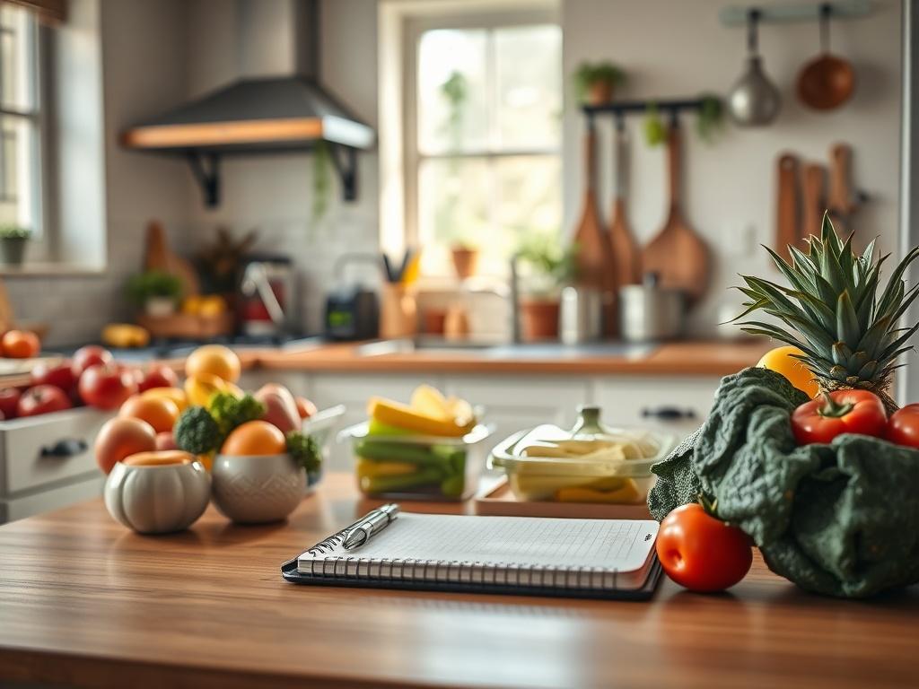 A warm and inviting kitchen, showcasing a well organized meal