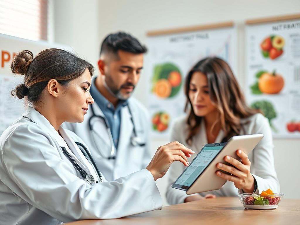 A close up of a health professional analyzing a client's