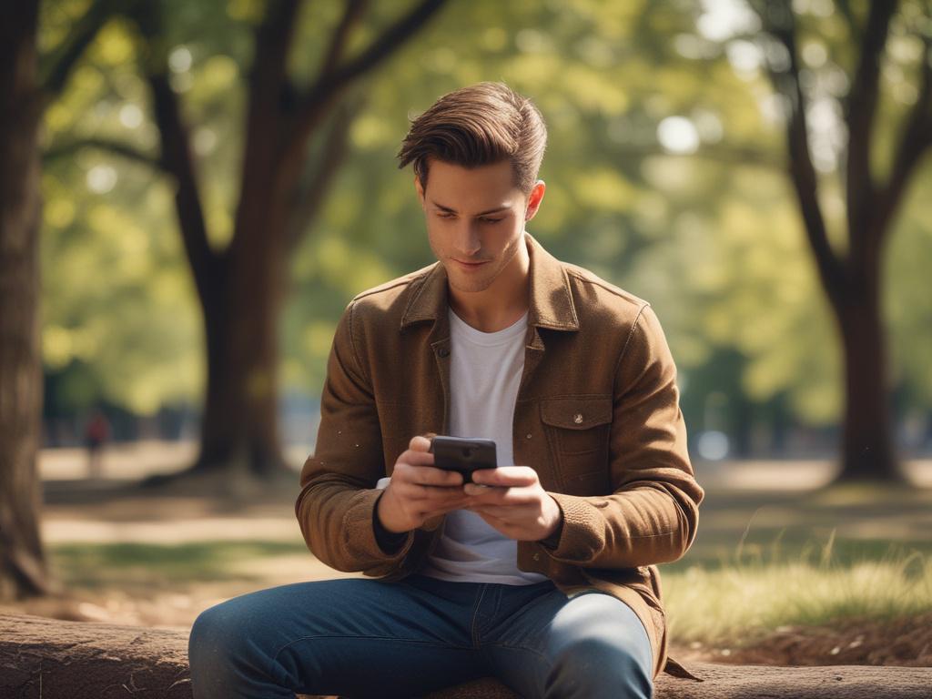 A realistic high resolution of a young man outdoors using