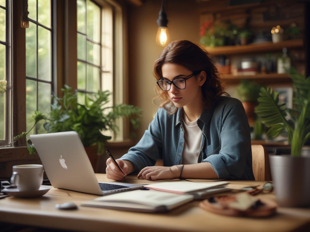 A realistic high resolution of a person reading an environmental
