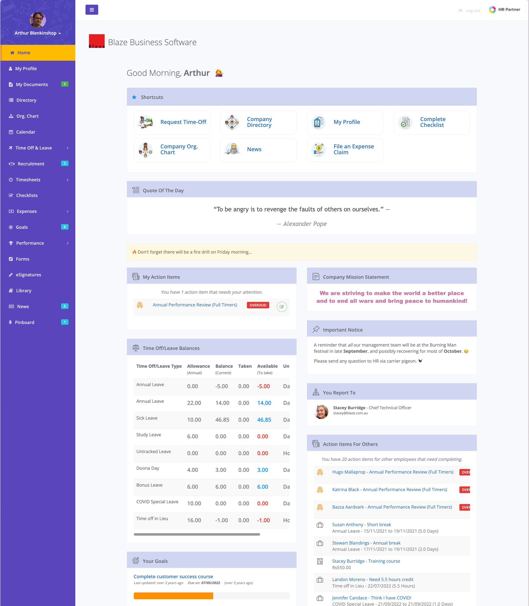Branded employee portal dashboard