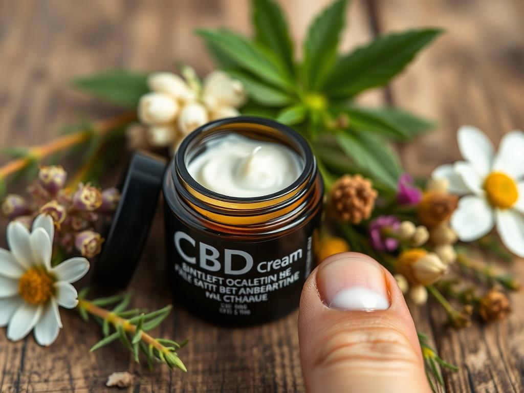 A close up shot of a jar of CBD cream,