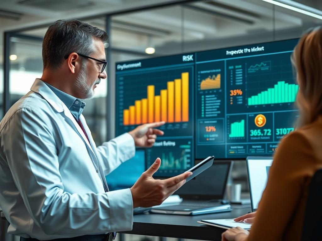 An expert consultant conducting a risk assessment in a modern