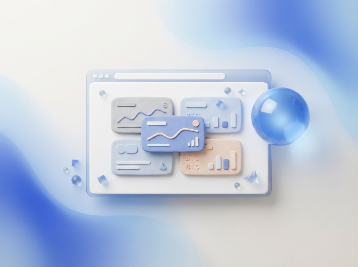 Abstract browser wallet panel and glowing blue digital asset orb