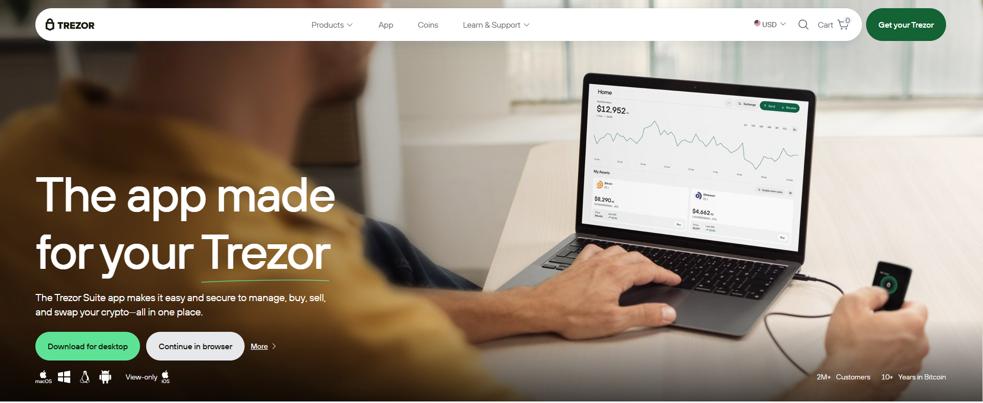 Trezor hardware wallet banner