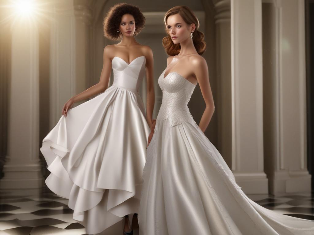 A glamorous ramp model dressed in an elegant evening gown,