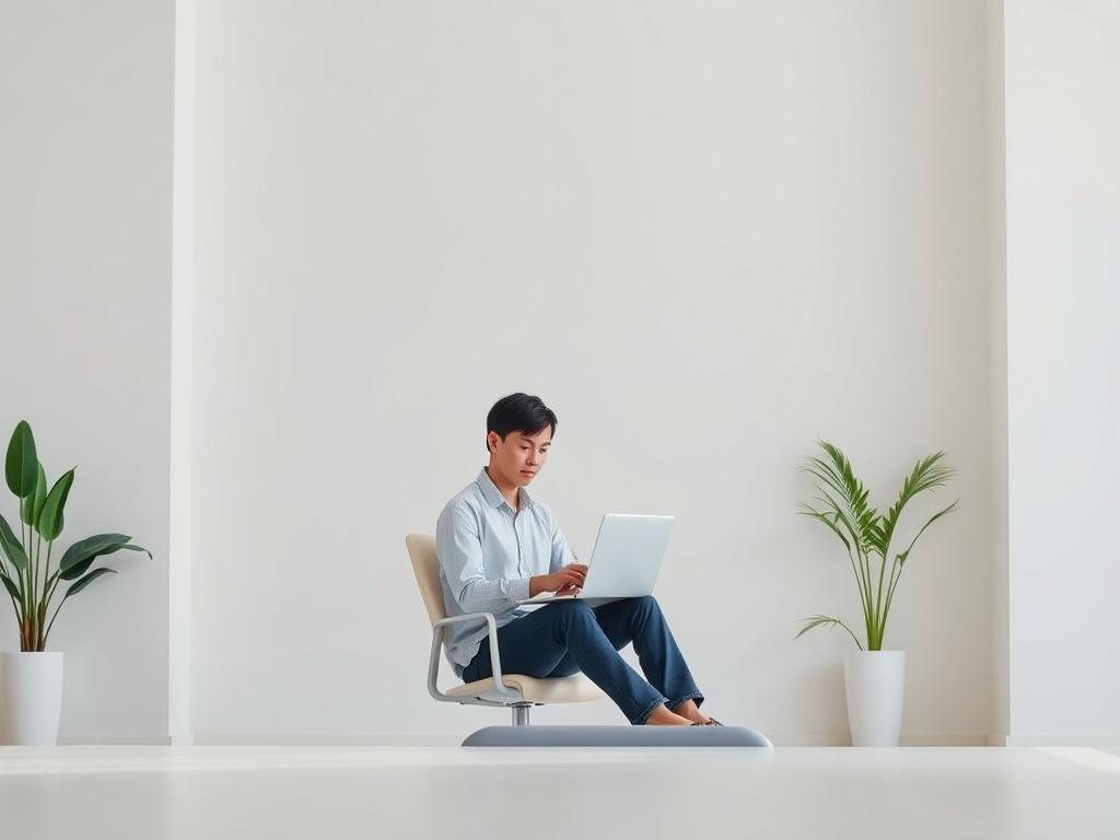 A clean and modern office space featuring a single professional