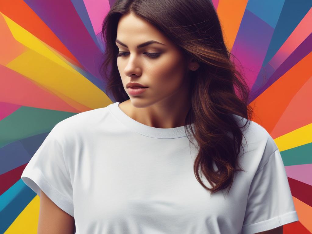 photorealistic T-shirt with retro funky design, vibrant colors, minimalistic background, focus on the t-shirt, no text or abstract shapes, high-resolution detail