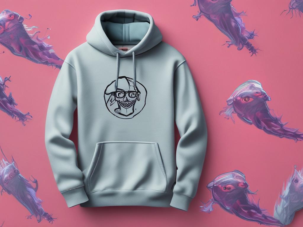 realistic high-resolution photo of a customized sweatshirt, clear composition, minimalistic background, vibrant colors, focus on the sweatshirt