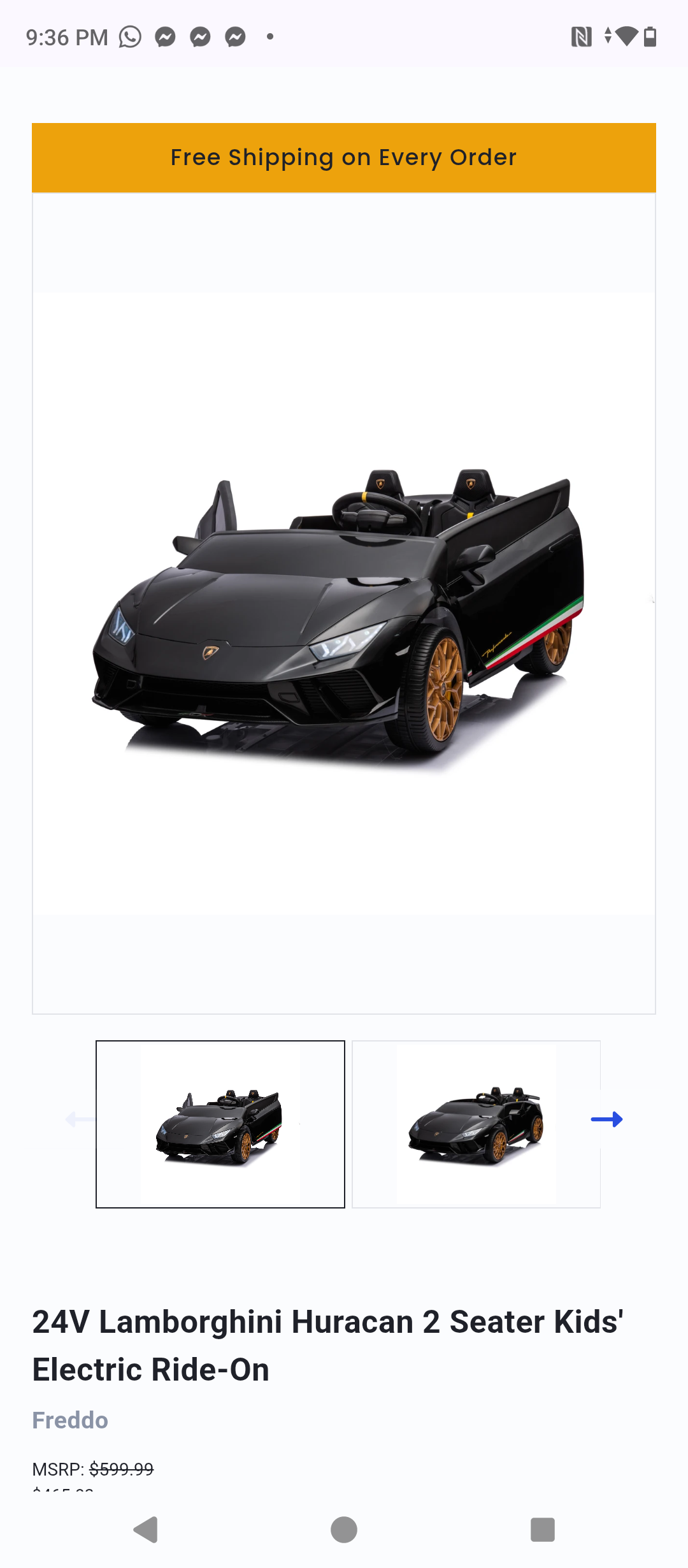 24V Lamborghini Huracan 2 Seater Kids' Electric Ride-On
