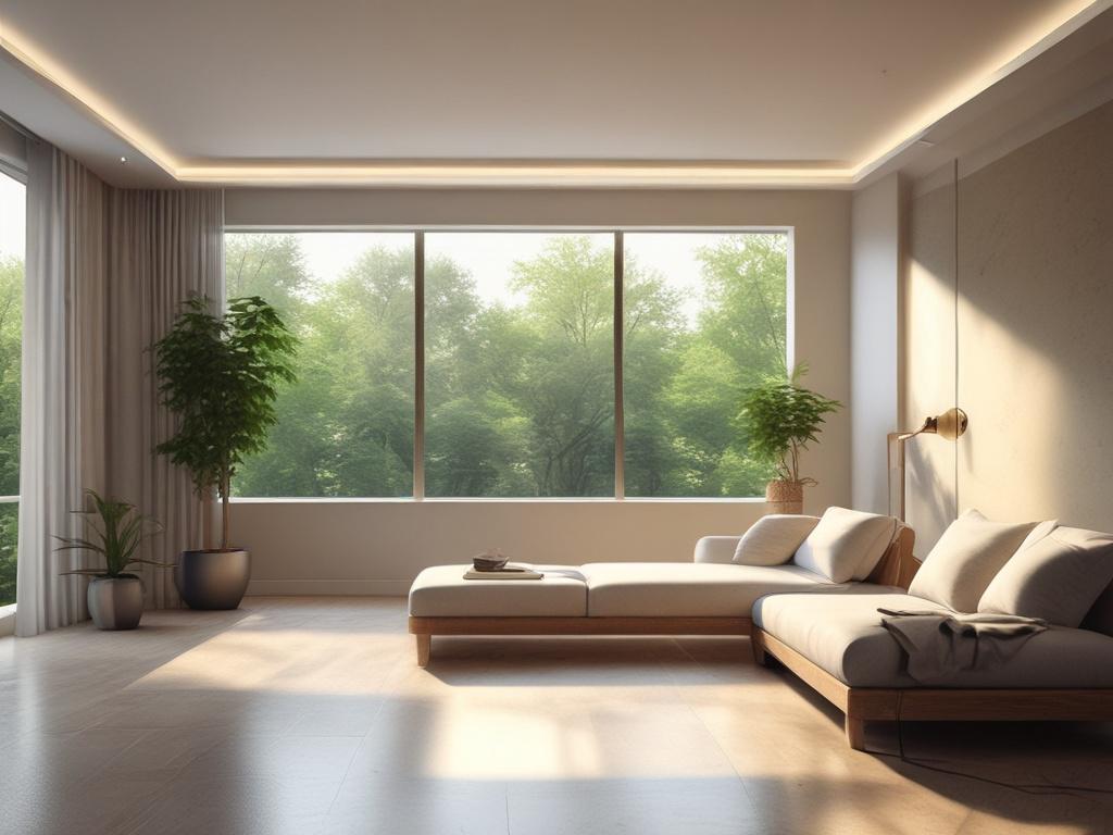 high resolution of a serene therapy room, calming colors, natural