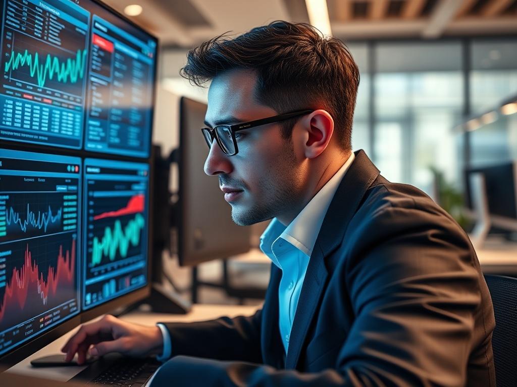 A close up shot of a cybersecurity expert analyzing data