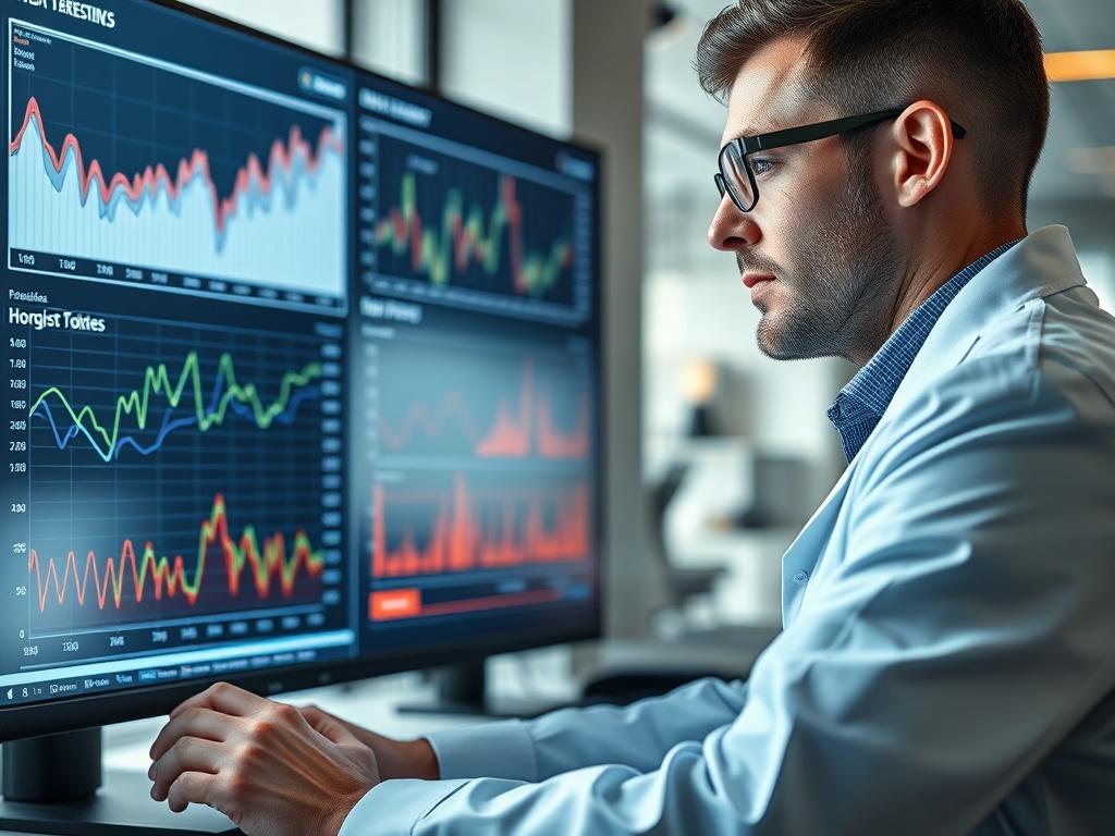 A close up shot of a data scientist working on
