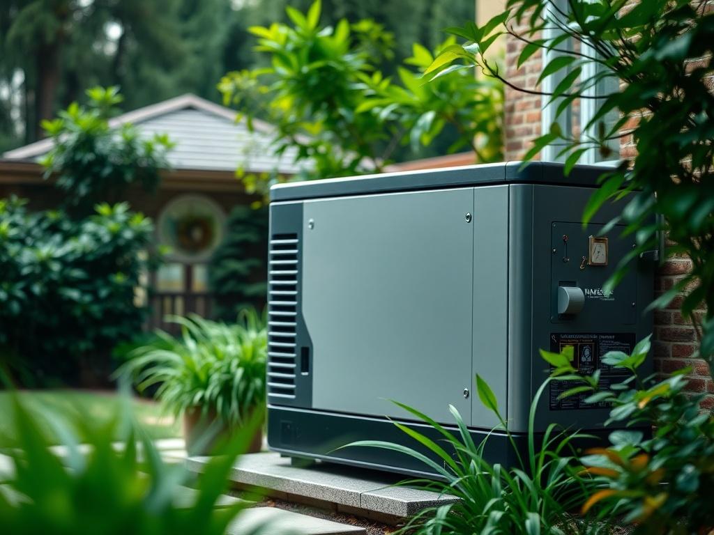 A close up shot of a sleek, modern backup generator