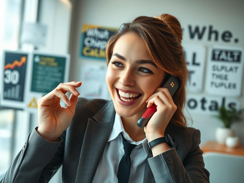 A close up shot of a motivated sales representative making