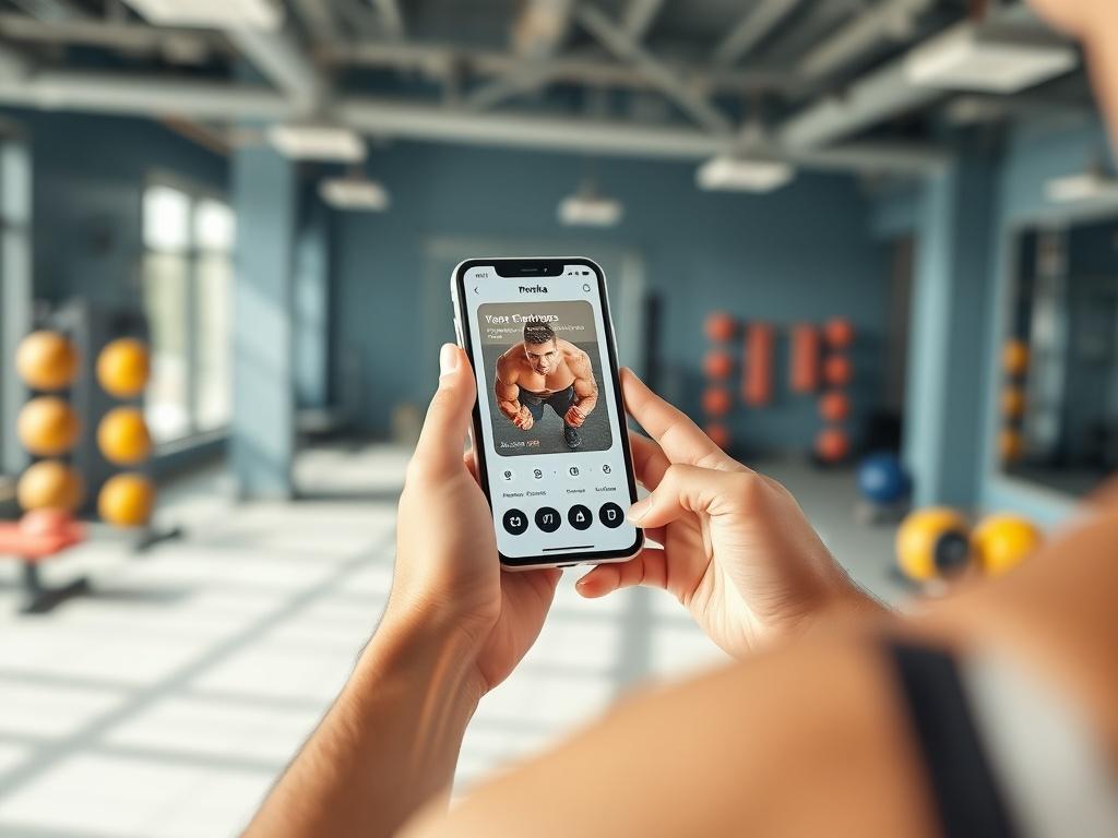 An engaging image showcasing a person using a fitness app