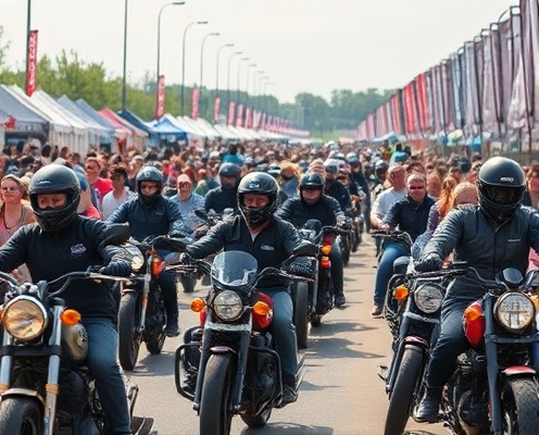 Motorcycle riders and spectators at Sound Off Series event celebrating community