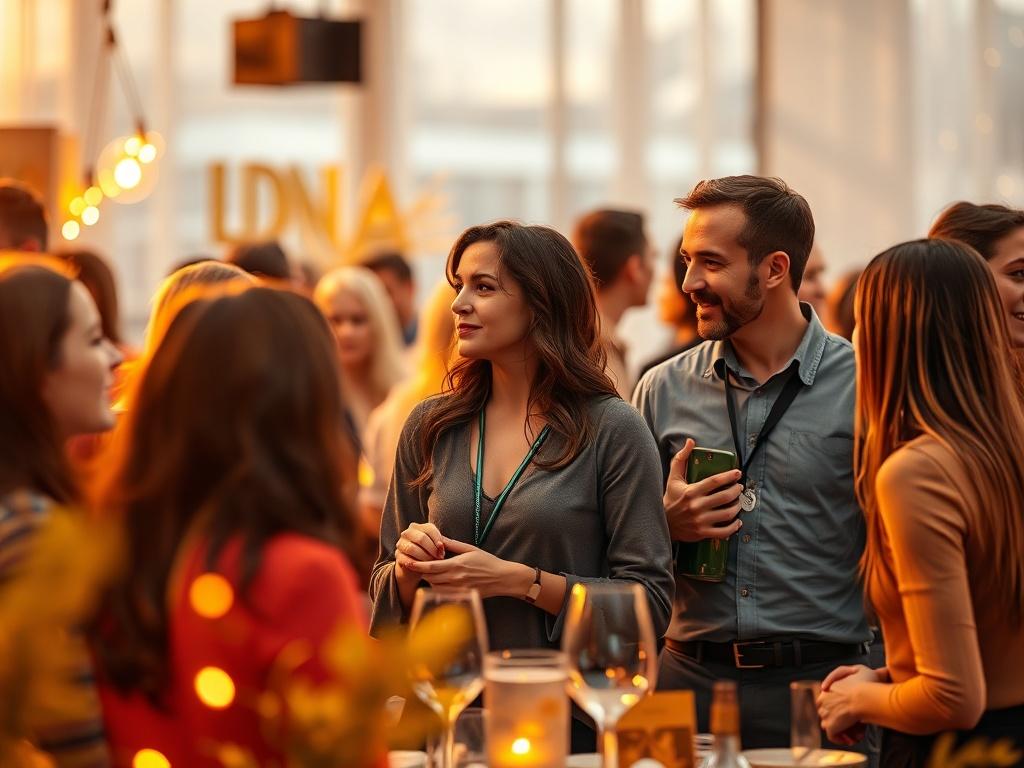 A vibrant visual of a networking event where women and