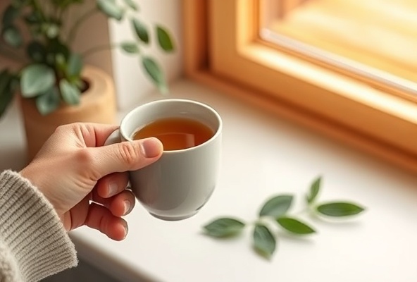 Peaceful morning tea ritual