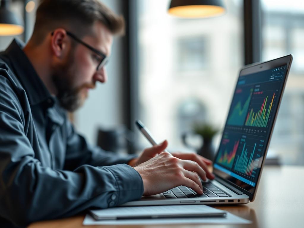 A close up shot of a digital marketing specialist analyzing