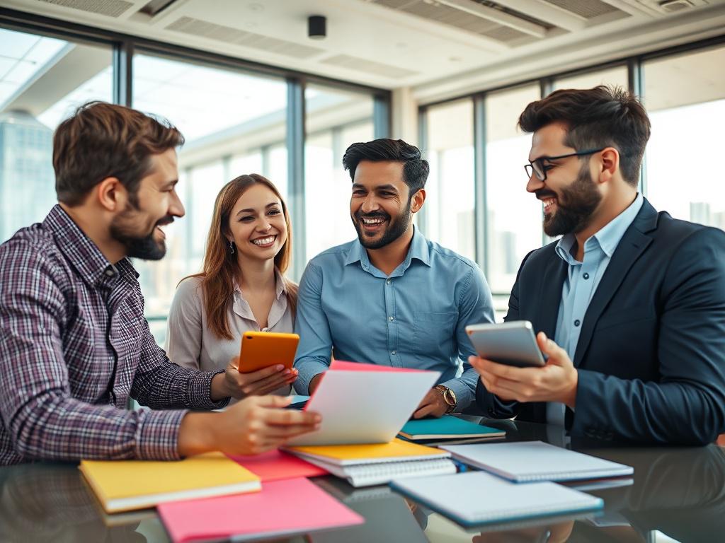 A close up shot of a diverse team engaged in