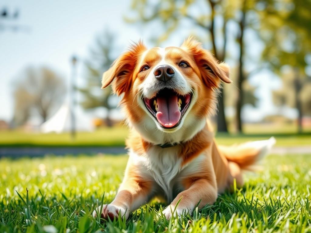 A vibrant and inviting image of a happy dog playing