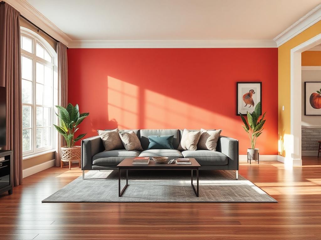 A beautifully designed living room featuring a stylish accent wall